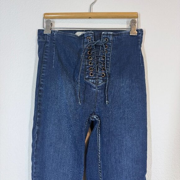 Free People Lace Skinny Jeans Retro 26 - Picture 1 of 10